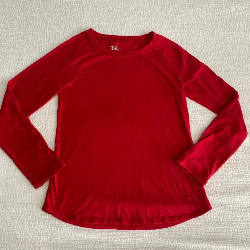 Justice long sleeve shirt. red. size 10